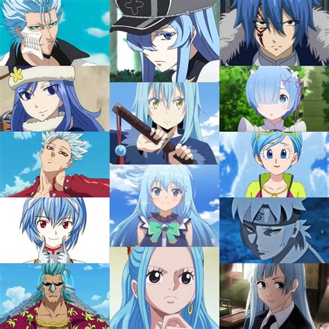 anime characters with blue hair